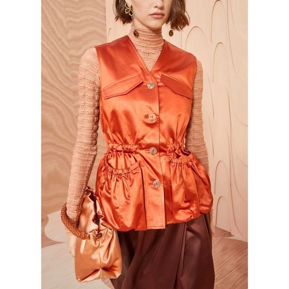 NWOT Ulla Johnson Button-Front Collarless Monroe Open-Back Vest - Picture 1 of 8